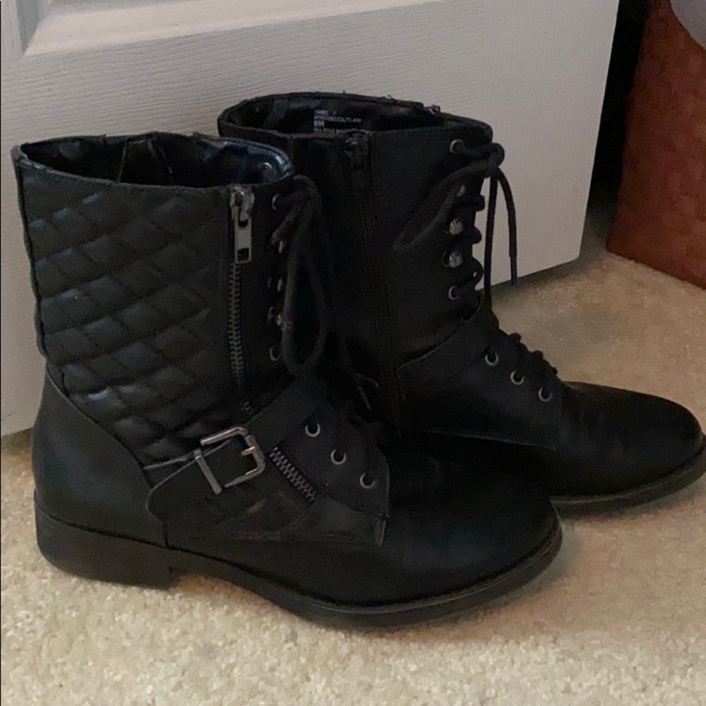 Black combat boots